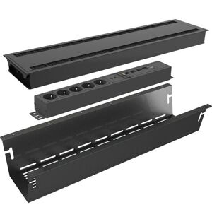 Axessline Conference, 610x148mm sort 5 El, 4 Data, 2 USB, 1HDMI