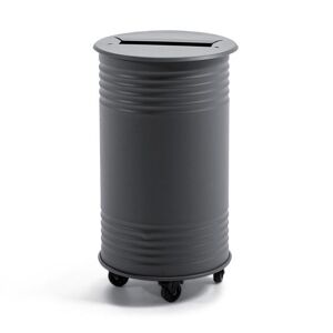 Affaldsbeholder Tin, H 600 mm, hjul, single, låg til papir, grå