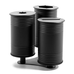 Affaldsbeholder Tin, H 590/650/700 mm, søjlefod, triple, med låg, sort