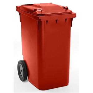 Affaldsbeholder 360 liter med låg, rød, BxDxH 600x874x1100 mm