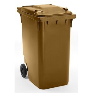 Affaldsbeholder 360 liter med låg, brun hjul, BxDxH 600x874x1100 mm