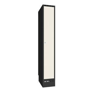 Omklædningsskab Sono-Flex™, 1 helskab, hvid dør og sort kabinet, BxD 3