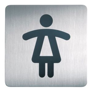 Selvklæbende WC-skilt, børstet stål, WC kvinde, 150x150 mm