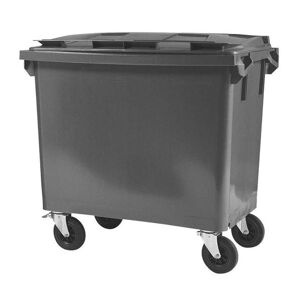 Affaldscontainer PWS 660 liter, med låg, grå/grå