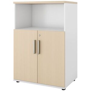 Kontorreol Portland, åben/døre med lås, HxBxD 1138x800x420 mm, hvid/bi