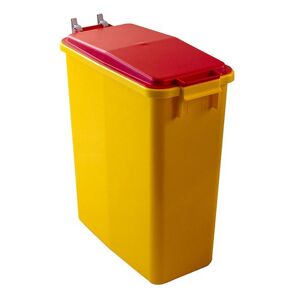Affaldsbeholder Selje 60 liter, BxDxH 290x595x627mm, gul med rødt låg
