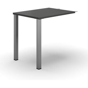 Tilbygningsbord Duo-U, LxB 800x600 mm, mørkegrå/sølv