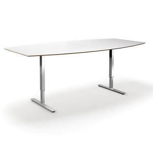 Hæve sænke konferencebord Trend, LxB 2400x1200/800 mm, hvid/krom, 8 pl