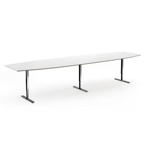 Hæve sænke konferencebord Trend, LxB 4400x1200/800 mm, hvid/krom, 14 p