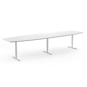 Hæve sænke konferencebord Trend, LxB 4400x1200/800 mm, hvid/hvid, 14 p