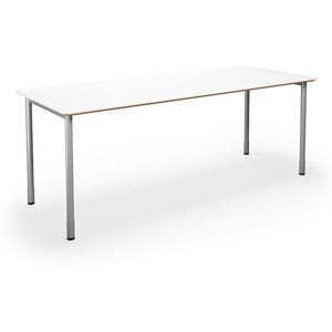 Bord DUO-C Trend, runde hjørner, LxB 2000x800 mm, hvid/sølv