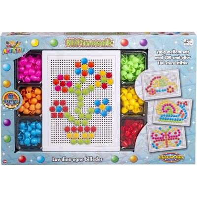 ART Stiftmosaik sæt - kreativ mosaikleg med farvede stifter - 180 dele ART Stiftmosaik sæt - kreativ mosaikleg med farvede stifter - 180 dele