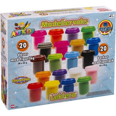 ART Modellervoks sæt med 20 dåser - 42 g voks og figurlåg ART Modellervoks sæt med 20 dåser - 42 g voks og figurlåg