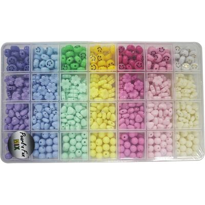 Pearl perlemix med smileys, blomster og hjerter - 8-11 mm Pearl perlemix med smileys, blomster og hjerter - 8-11 mm