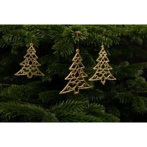 Home-tex Juletræspynt - Juletræer med guldglimmer måler 10x9 cm