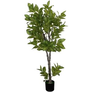 Home-tex Kunstig Grønt Croton træ  - 180 cm høj - Store og dekorative blade - Kunstig plante