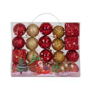 Home-tex Julekugler - 20stk  Røde og guldfarvede - 5 cm i diameter - Flot juletræs kugler og gaver