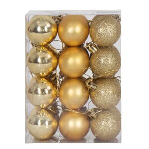 Home-tex Julekugler - 24 stk Guld - 4 cm i diameter - Flot juletræspynt