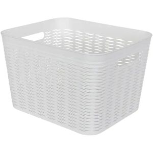 Home-tex Opbevaringskurv - Hvid plastik kurv - 34x28x22 cm - Praktisk kurv til opbevaring