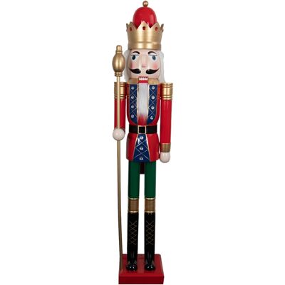 HOME-TEX Kæmpe nøddeknækker - 180 cm høj - Med flot guldbelagt scepter i hånden HOME-TEX Kæmpe nøddeknækker - 180 cm høj - Med flot guldbelagt scepter i hånden