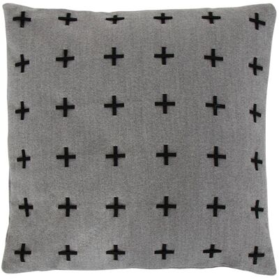 Pyntepude - 45x45 cm - Grå med krydser - Blød sofapude fra Borg living Pyntepude - 45x45 cm - Grå med krydser - Blød sofapude fra Borg living