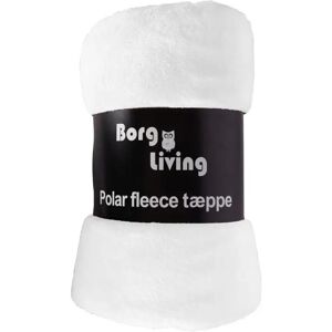 Borg Living Fleece tæppe - Hvidt - 150x200 cm - Blødt og lækkert sofatæppe -