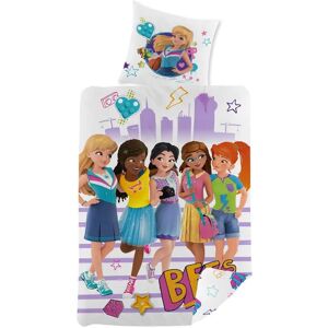 Licens Sengetøj 140x200 cm - LEGO Friends - Dynebetræk med 2 i 1 design - 100% bomulds sengesæt