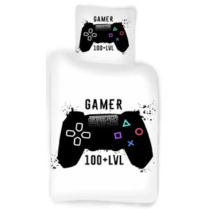 Licens Gamer sengetøj - 140x200 cm - Gamer 100 + LVL - 100% bomulds sengesæt