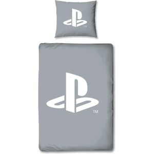 Licens Playstation sengetøj - 140x200 cm - PS 5 sengesæt - 2 i 1 design - Gråt sengetøj i 100% bomuld