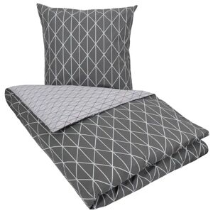 Borg Living Sengetøj dobbeltdyne - 200x220 cm - Harlequin grey - Gråt sengetøj - 2 i 1 design - Dynebetræk i 100% Bomuld