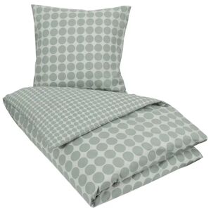 Borg Living Sengetøj 200x200 cm - Circle green - Prikket sengetøj - 100% Bomuld -  dobbelt dynebetræk