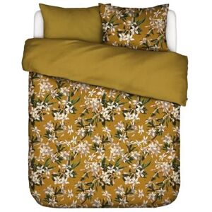 Essenza Dobbeltdyne sengetøj 200x200 cm - Verano ochre - Vendbar dobbeltdyne betræk - 100% bomuldssatin -  sengetøj