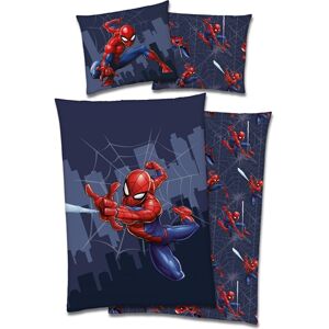 Licens Spiderman sengetøj 140x200  cm - Flying - 2 i 1 design - 100% bomuld