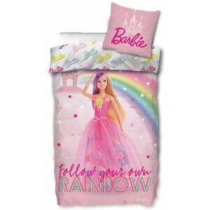 Licens Barbie sengetøj - 140x200 cm - Barbie - Rainbow sengesæt - 2 i 1 design - Dynebetræk i 100% bomuld