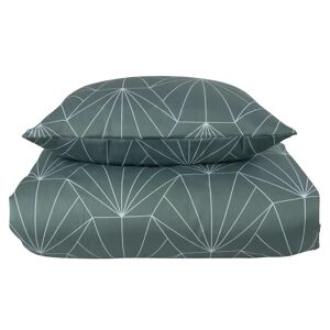Borg Living Sengetøj king size - 240x220 cm - Vendbart design i 100% Bomuldssatin - Hexagon støvet grøn - Sengesæt fra By Night