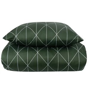 Borg Living Sengetøj dobbeltdyne 200x220 cm - Graphic harlekin grøn - 100% Bomuldssatin - By Night dobbelt sengetøj