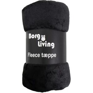 Borg Living Fleece tæppe - Sort - 150x200 cm - Blødt og lækkert sofatæppe -