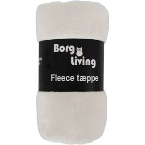 Borg Living Fleece tæppe - Hvidt - 150x200 cm - Blødt og lækkert sofatæppe -