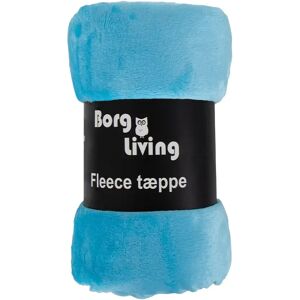 Borg Living Fleece tæppe - Lyseblå - 150x200 cm - Blødt og lækkert sofatæppe -