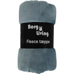 Borg Living Fleece tæppe - Støvet blå - 150x200 cm - Blødt og lækkert sofatæppe -