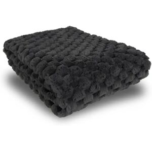 Nordstrand Home Plaid i fake fur - 135x190 cm - Gråt tæppe med vaffelstruktur - Ekstra tykt og blødt -