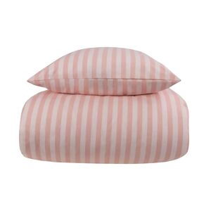 Borg Living Dobbeltdyne sengetøj 200x220 cm - Stripes rose - Stribet sengetøj til dobbeltdyner - 100% Bomuld -