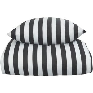 Borg Living Stribet sengetøj til king size dyne - 240x220 cm - Blødt bomuldssatin - Nordic Stripe - Mørkegråt og hvidt sengesæt