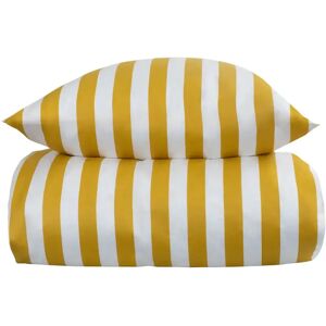 Borg Living Stribet sengetøj til king size dyne - 240x220 cm - Blødt bomuldssatin - Nordic Stripe - Gult og hvidt sengesæt