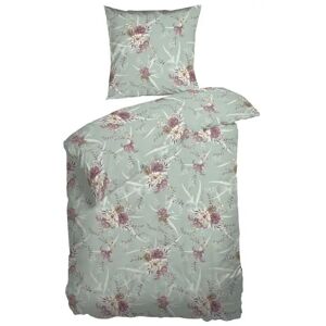 Night & Day Blomstret sengetøj - 140x200 cm - Jonna mint grønt sengesæt - 100% Bomuldssatin - Night and Day sengetøj