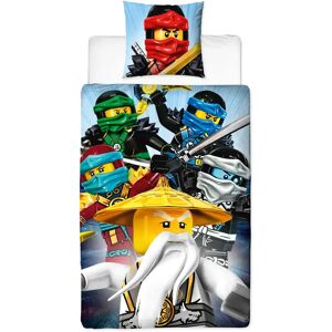 Licens Ninjago sengetøj 140x200 cm - Master Wu - Ninjago lego sengetøj børn - 2 i 1 design - Sengesæt i 100% bomuld