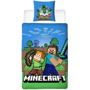 Licens Minecraft sengetøj - 150x210 cm - Minecraft Boom - Sengesæt med 2 i 1 design - 100% bomuld