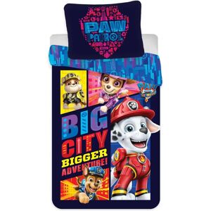 Licens Sengetøj 150x210 cm - Paw Patrol The Movie - 2 i 1 sengesæt - Dynebetræk i 100% bomuld