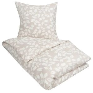 In Style Sengetøj 140x200 cm - Azure grå med hvide blade -  microfiber sengesæt