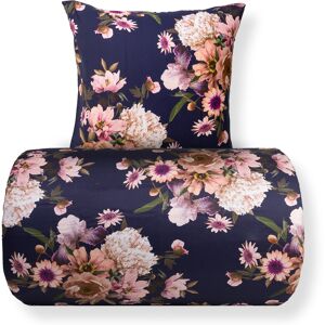 ByBorg Mørkeblå Blomstermønster Bomuldssatin Sengesæt - 150x210 cm ByBorg Mørkeblå Blomstermønster Bomuldssatin Sengesæt - 150x210 cm